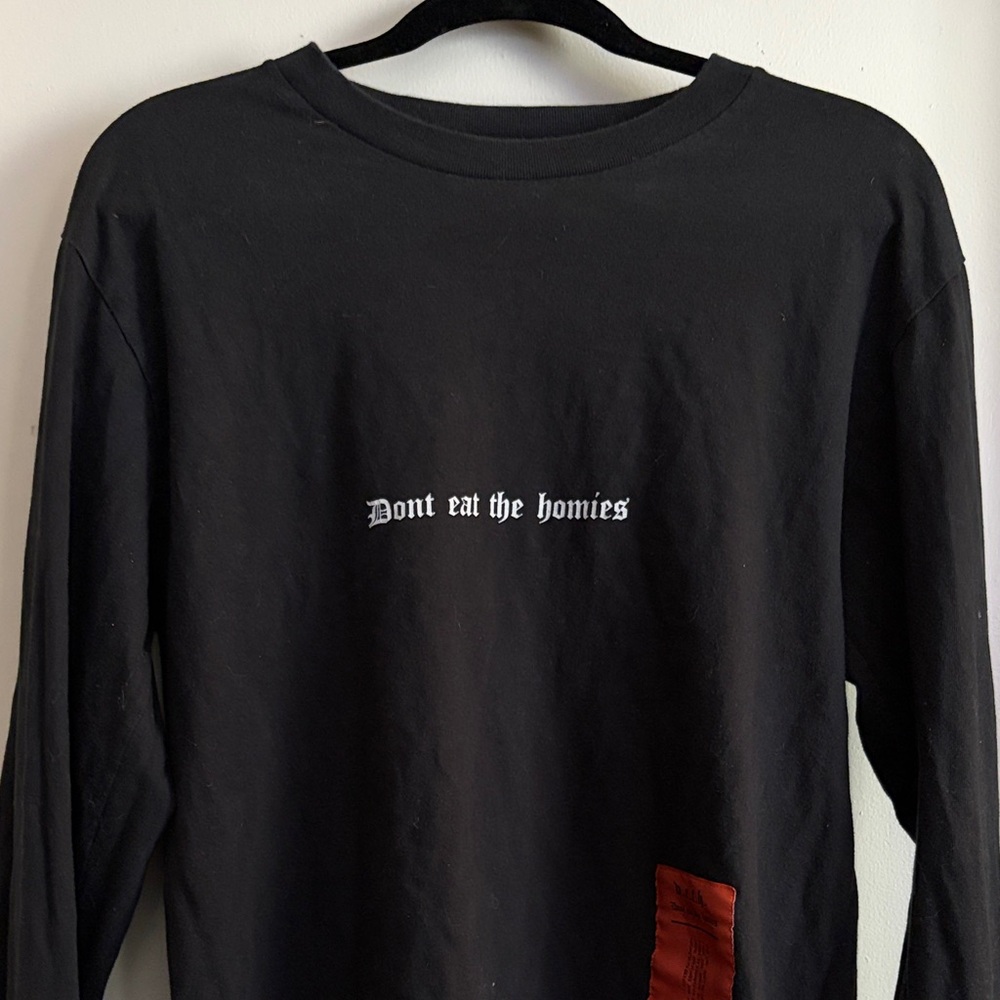 Black Long Sleeve Shirt with Red Accent